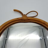 Vintage mirror apple-shaped in bamboo - 32cm