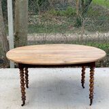 Table ovale à volets Louis Philippe XIXéme bois massif chêne pied torsade