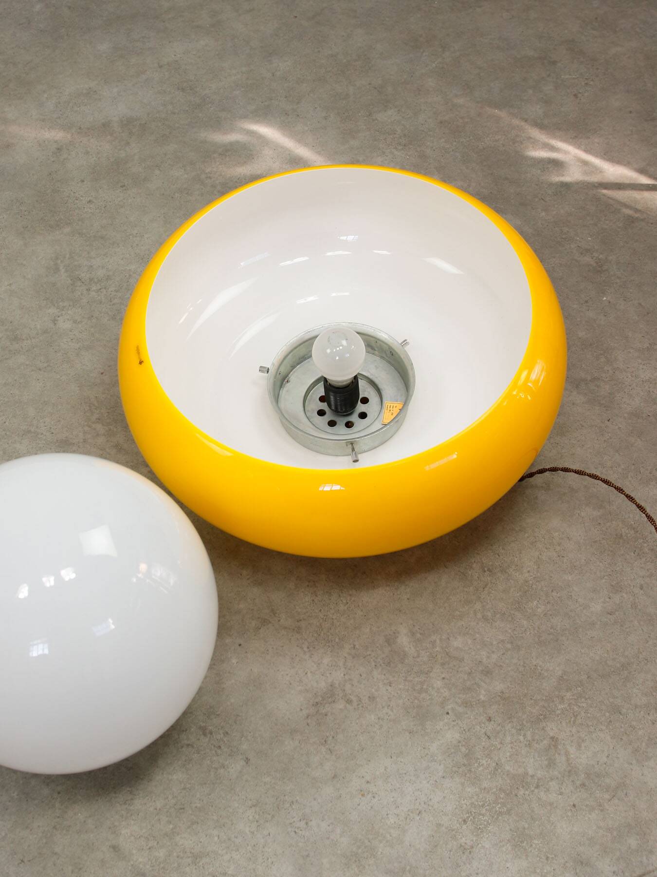 Large Space Age Model Best Pendant from Guzzini in Yellow, 1970s