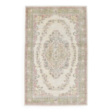Beige & Green Vintage Persian Rug, Soft Palette Rug, 204x320 Cm