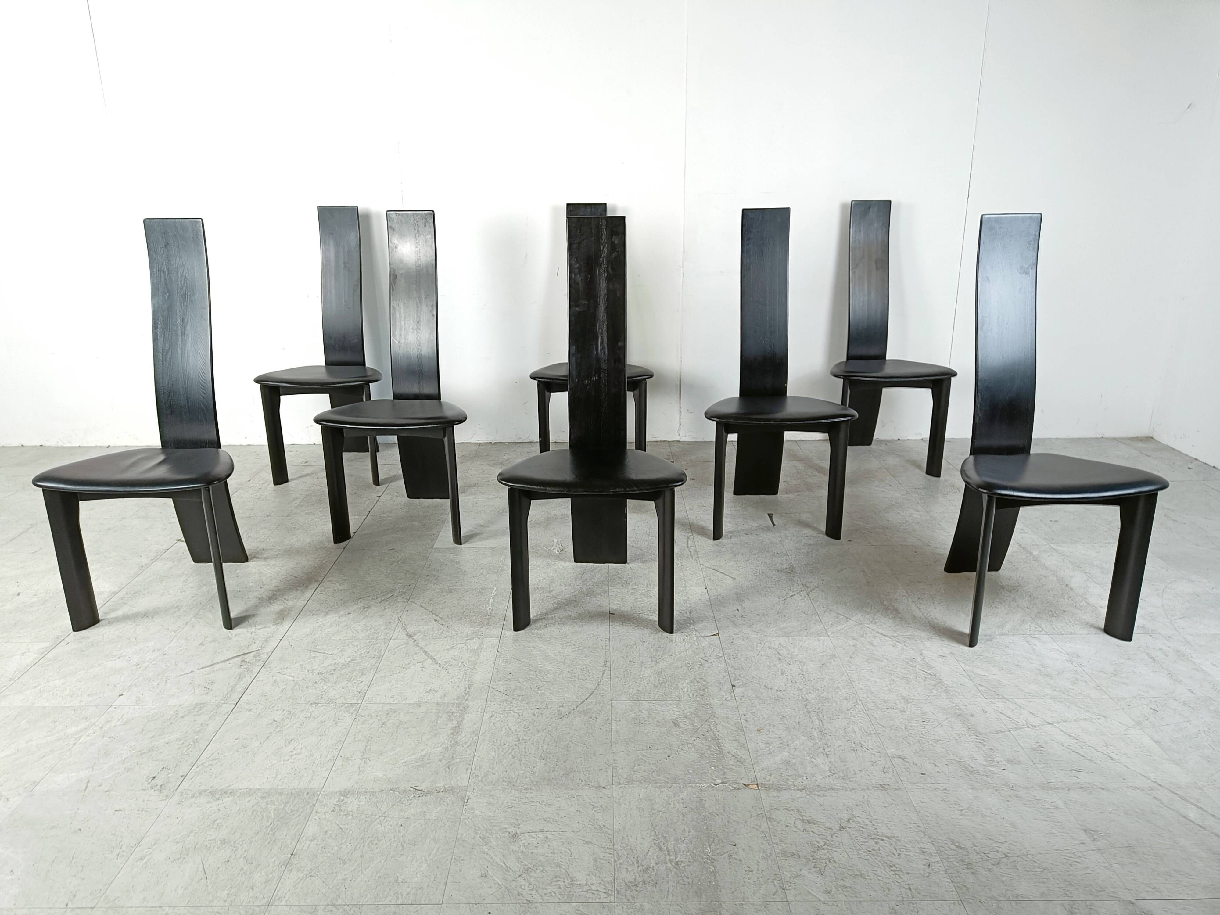 Set of 8 dining chairs by Rob & Dries van den Berghe, 1980s - set of 8