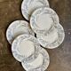 6 dessert plates Longwy in white and grey ironstone, "Saint Cloud" service.