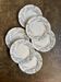6 dessert plates Longwy in white and grey ironstone, "Saint Cloud" service.