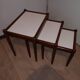 3 vintage Scandinavian white laminated teak nesting tables 1960 1970