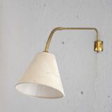 Vintage wall light in gold metal and cotton