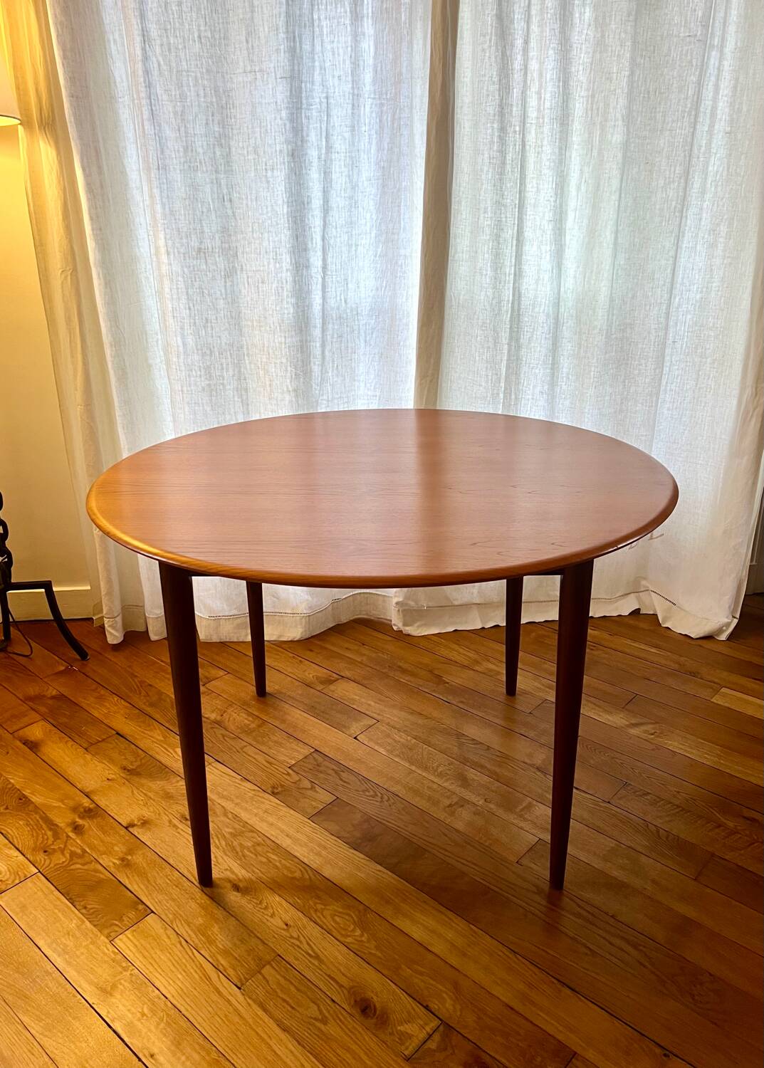 Danish round teak table from the 60s