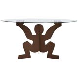 Modern Maurizio Cattelan Round Dining Table Crude Iron Glass