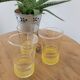Trio de petits verres granité jaune et liserés dorés