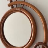 Miroir bicyclette en bambou et rotin, France, années 1960