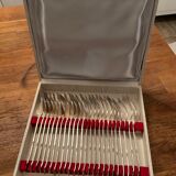 Box 12 forks and 12 spoons, gulden, silver metal