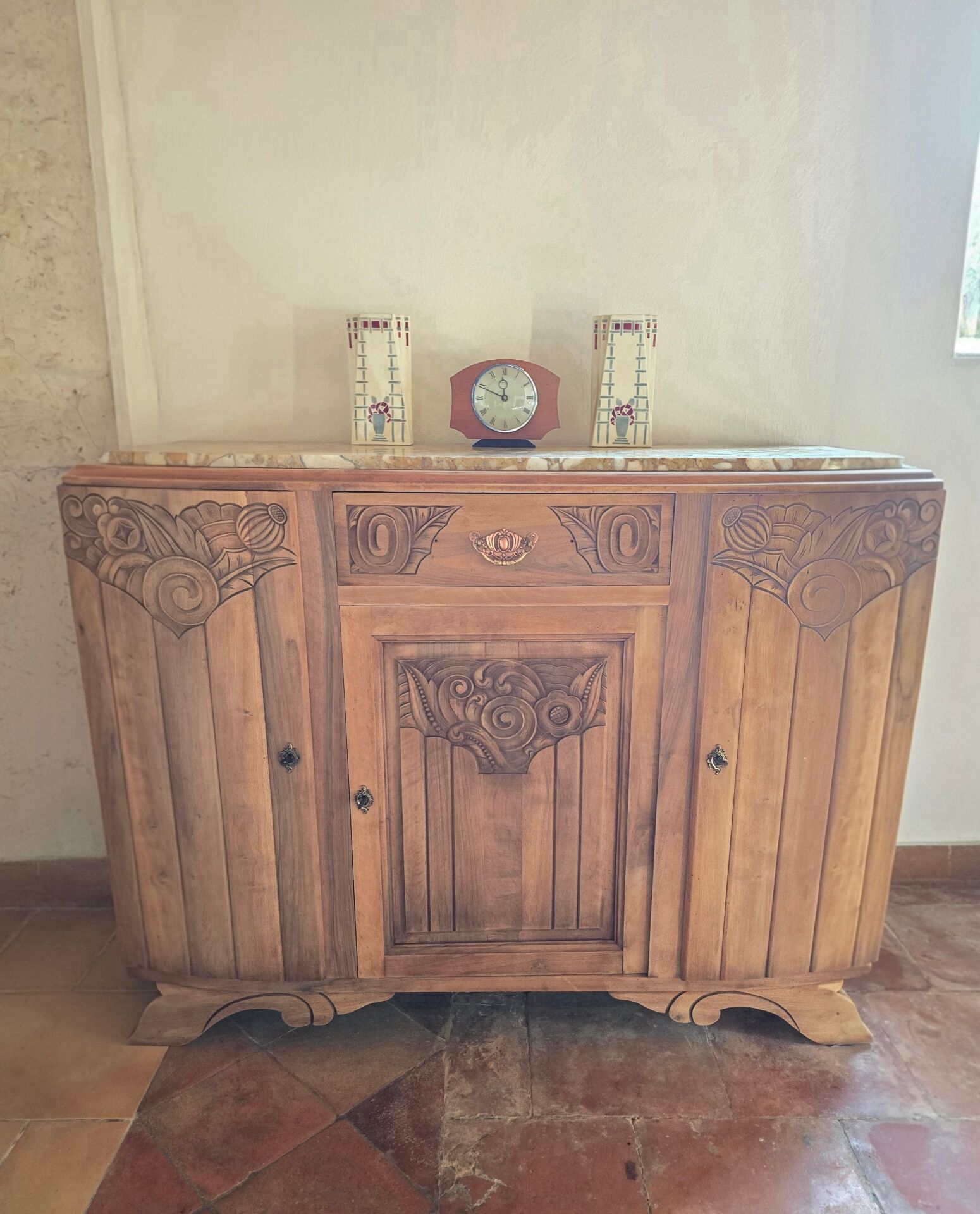 Grand buffet art déco restauré bois brut