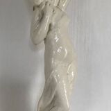 Glazed Ceramic Lamp Base for Women, signed