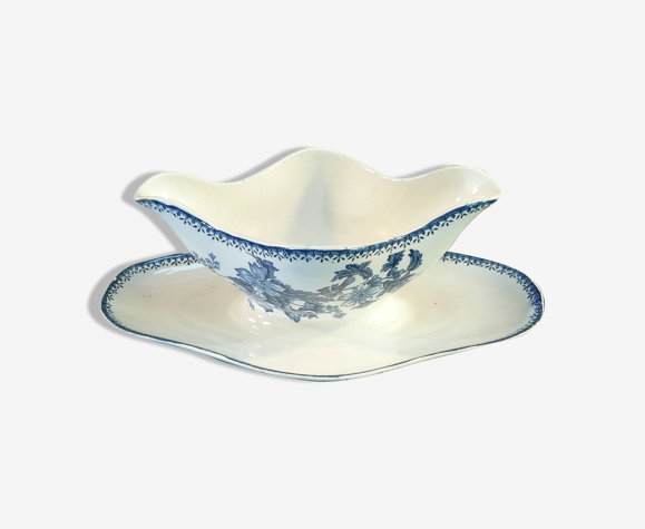 Sauciere en faience de longwy modele mesange
