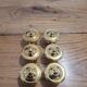6 polished brass furniture knobs