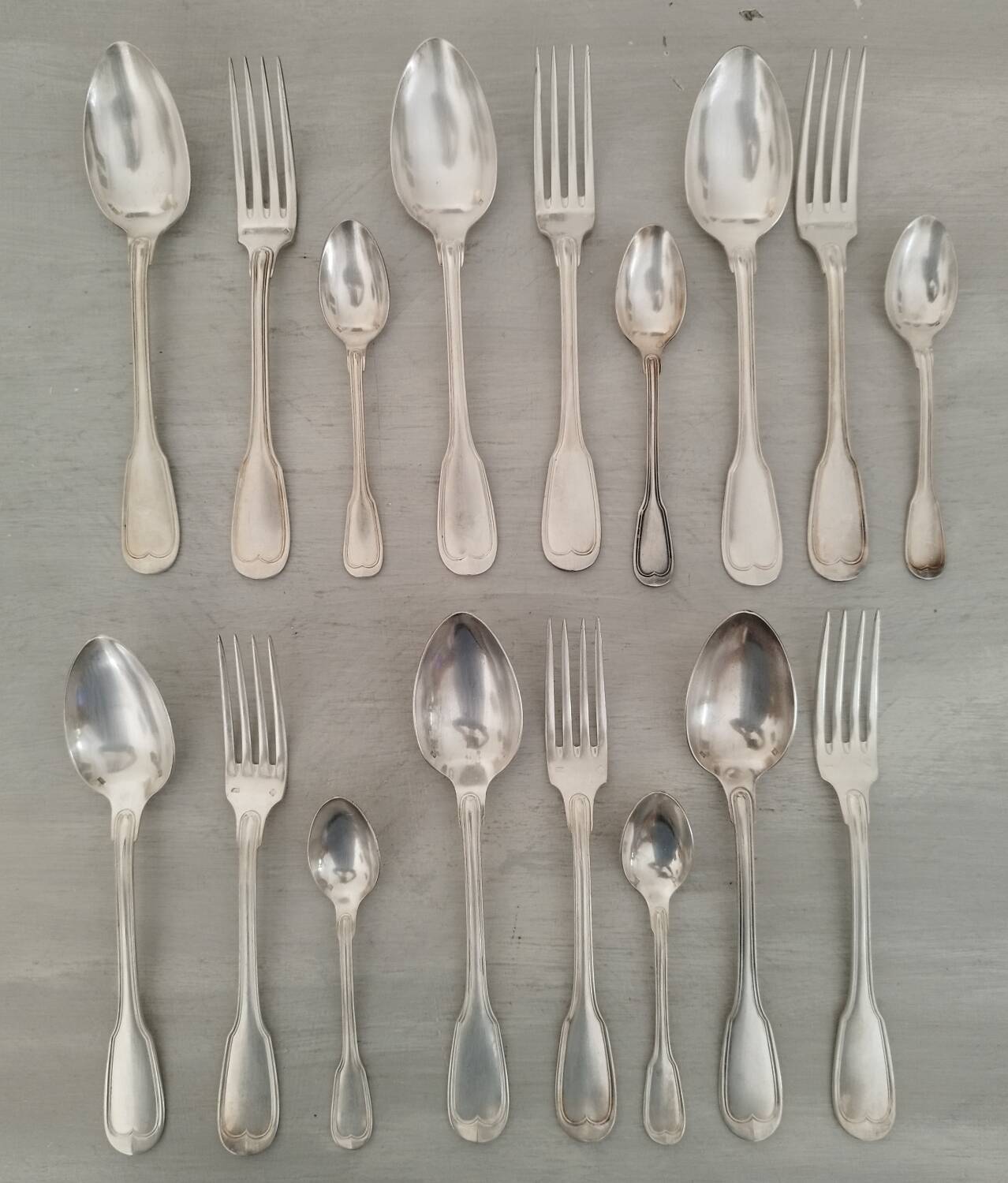 Silver metal cutlery spoons forks small spoons