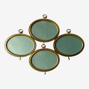 Set of 4 vintage brass oval picture frames