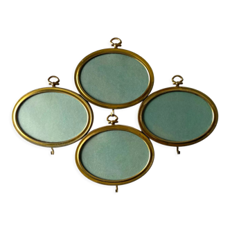 Set of 4 vintage brass oval picture frames