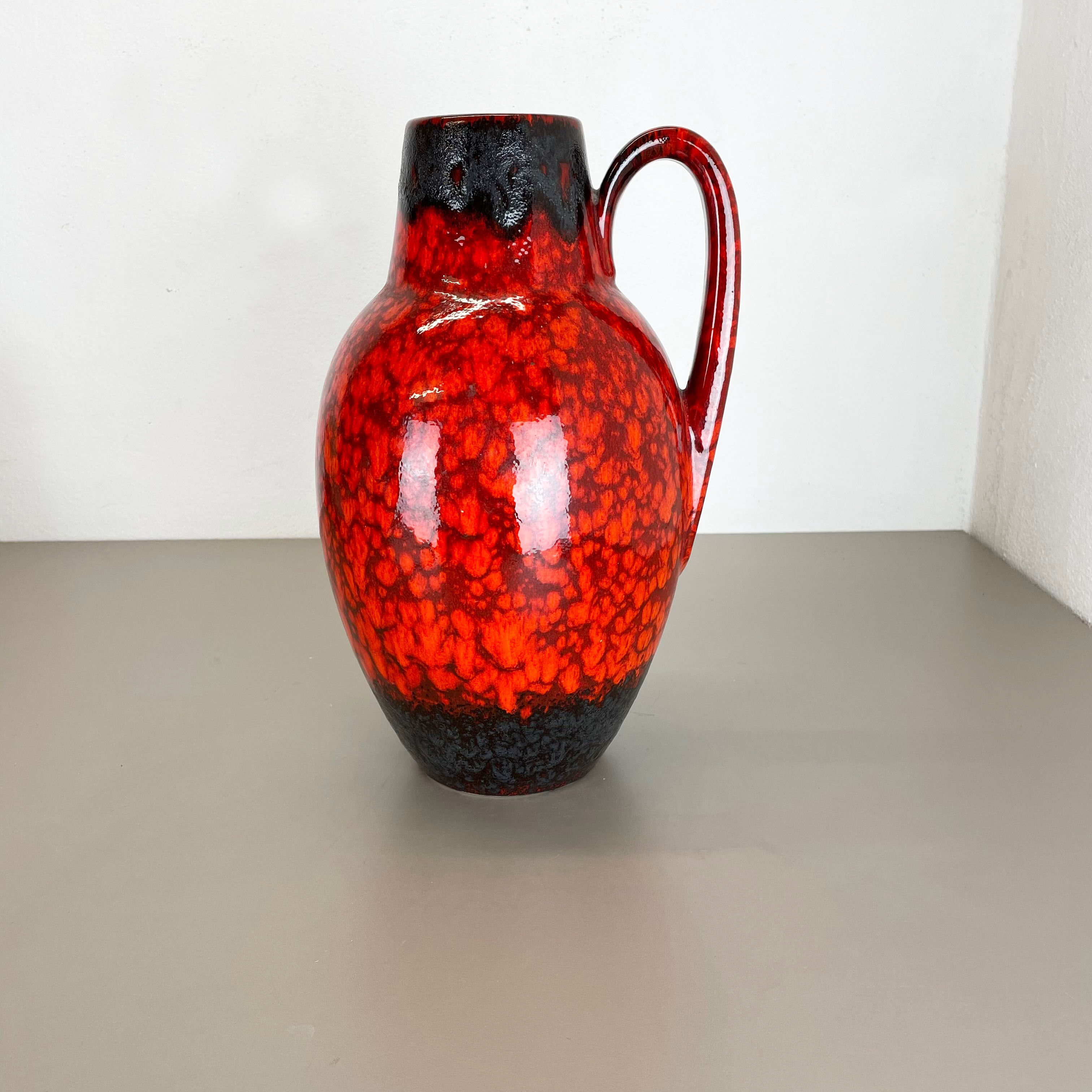 Pottery fat lava multi-color red black floor vase made by scheurich, 1970s