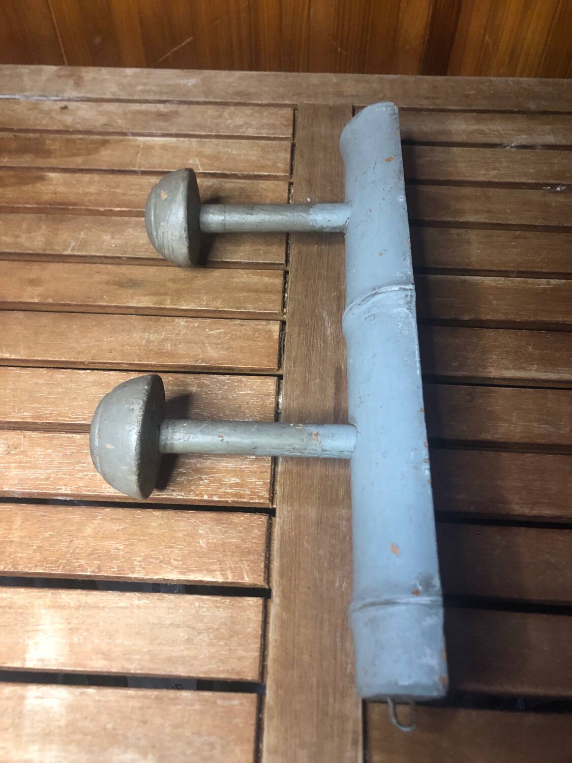 Old wall coat rack x2 vintage gray wood #a417