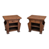 2 tables de magazine en chêne assorties / tables de nuit
