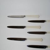 set of 6 small white bakelite knives 1960