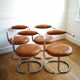 Suite de 4 chaises Giotto Stoppino cognac