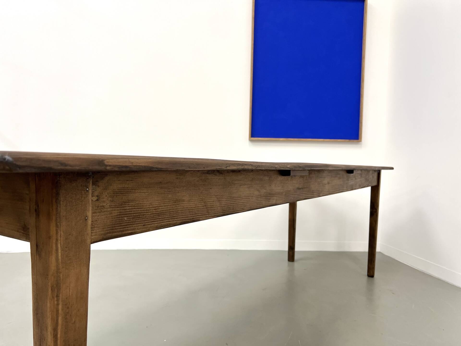 Large solid pine farmhouse table with spindle legs