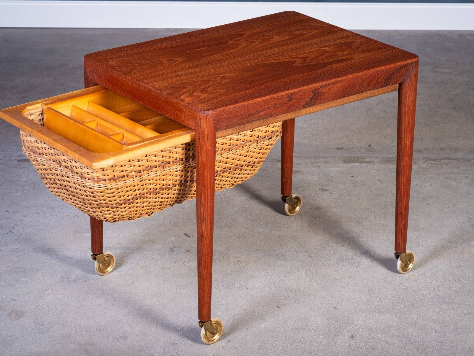 Vintage Sewing Table in Teak by Erik Severin Hansen for Haslev Møbelsnedkeri, 1960s