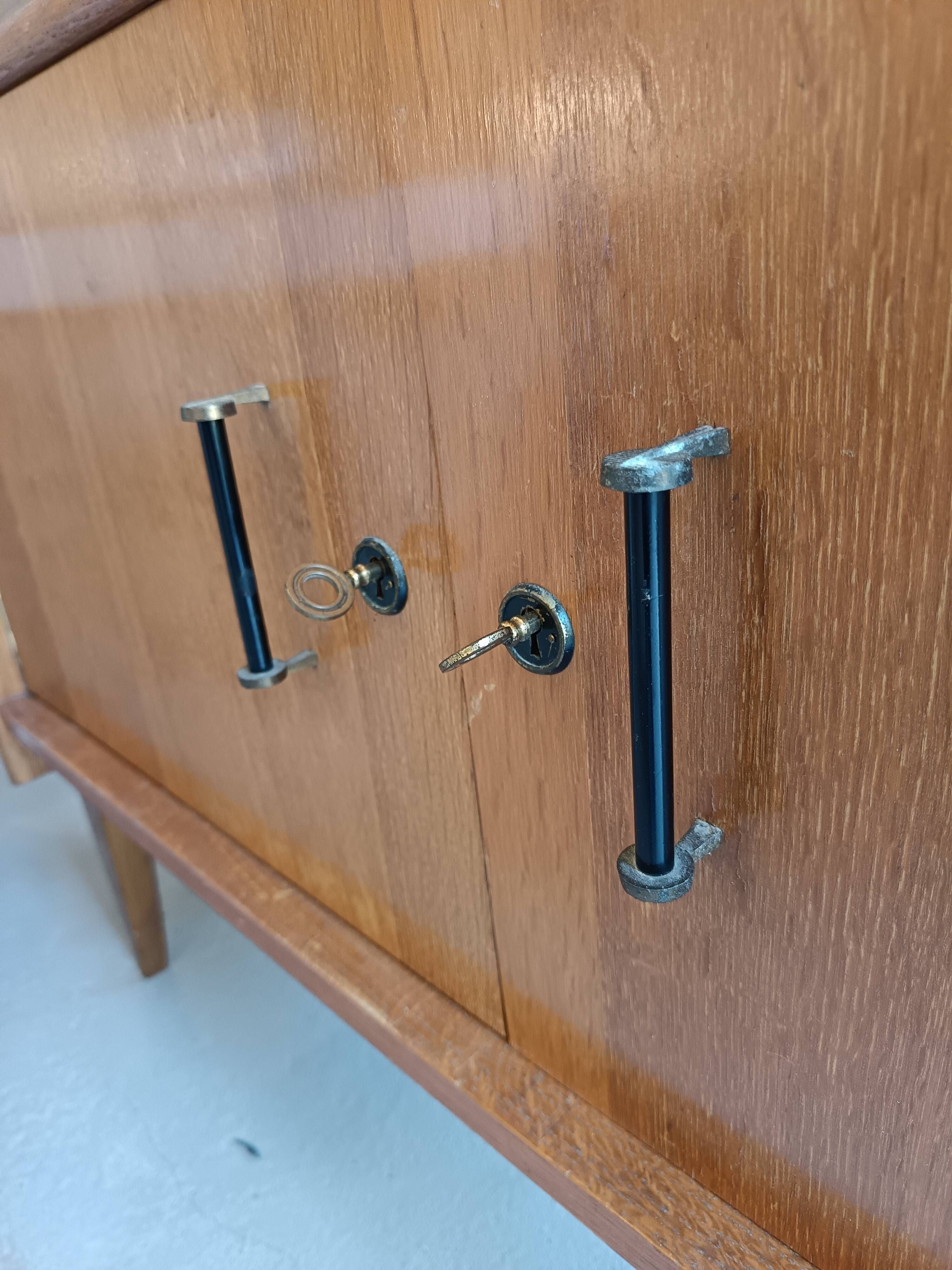 Vintage glass front sideboard from the 1950s - 1960s