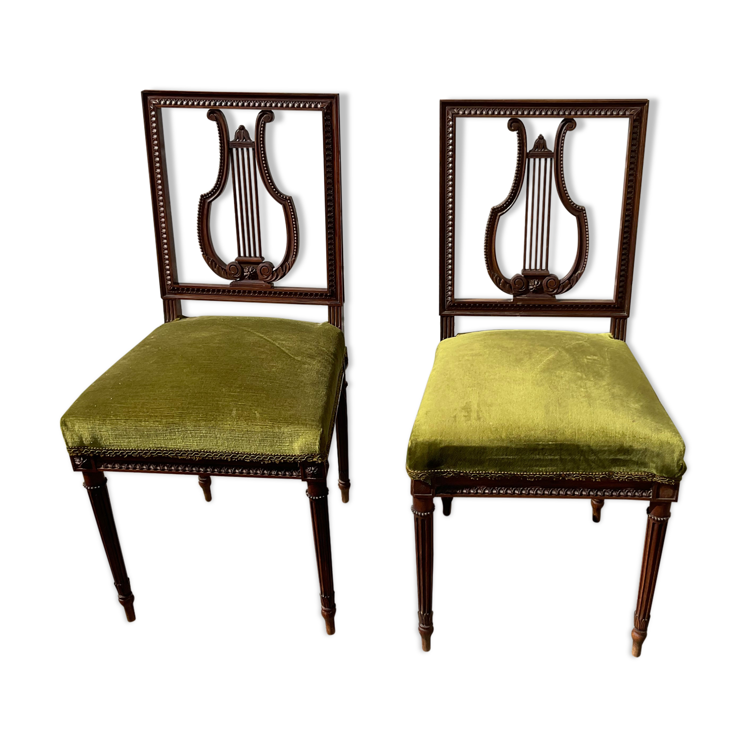 Pair of lyre chairs