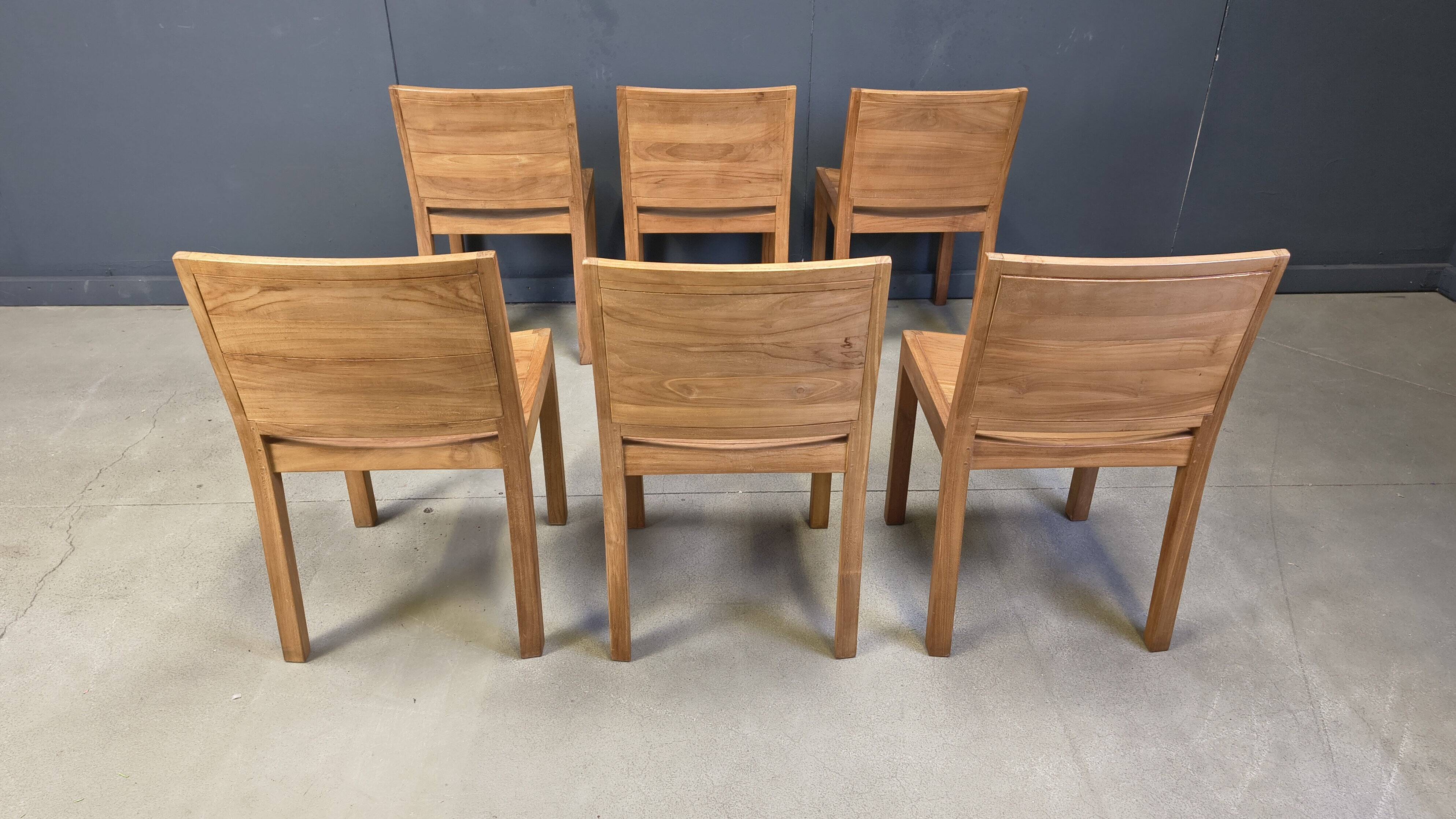 Vintage teak dining chairs set of 6 - 1980s