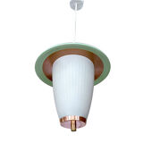 Vintage pendant lamp 50 years, opaline copper green