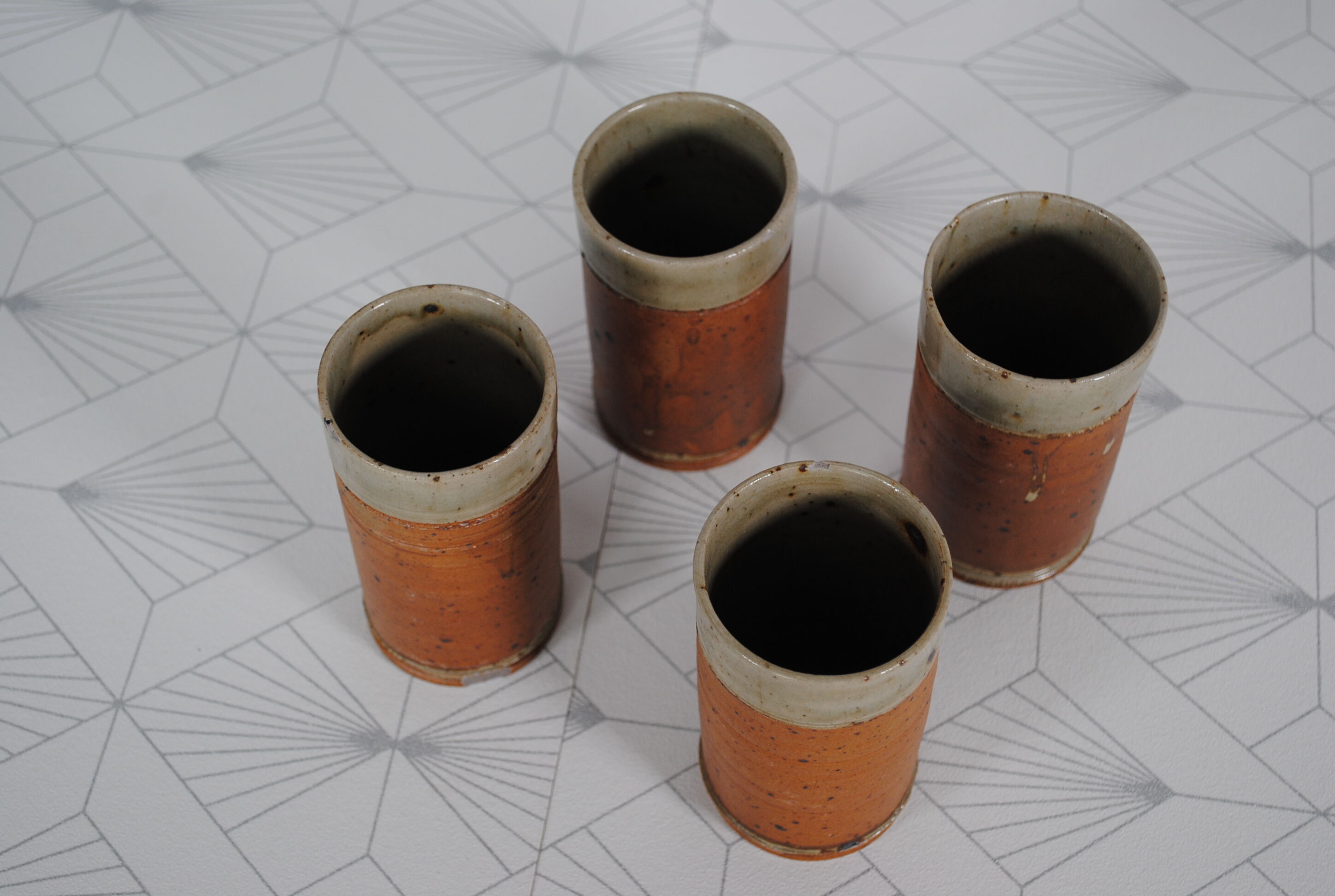 Set de 4 gobelets en grés Rémi Bohnert 1970