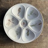 Set of 8 oyster plates or compartment plates, aquatic model Lourioux Fo.
