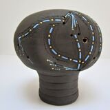 Anthropomorphic candle holder, scarified ceramic, stamped design