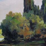 Tage Rudolf Ahlm, Swedish landscape, oil on canvas, 1940s, framed