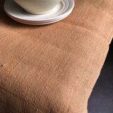 Nappe de vendange ancienne en chanvre teintée terracotta