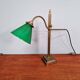 Bronze desk lamp with a green opaline conical shade, 1920.