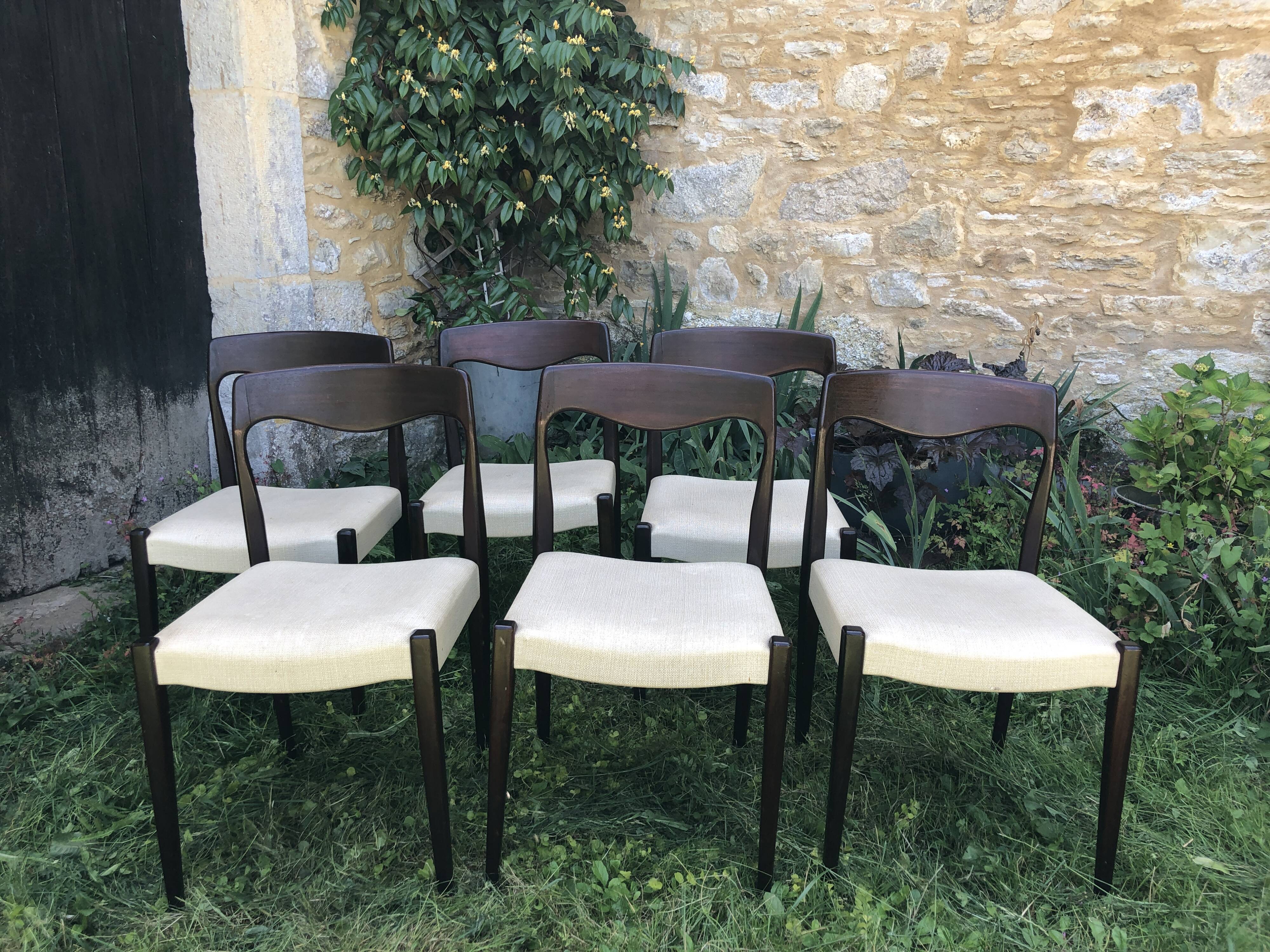 Six Scandinavian chairs by Niels Otto Møller.