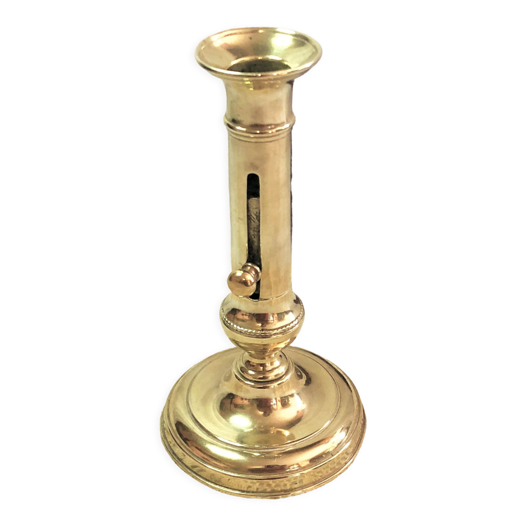 Gilded copper push candle holder