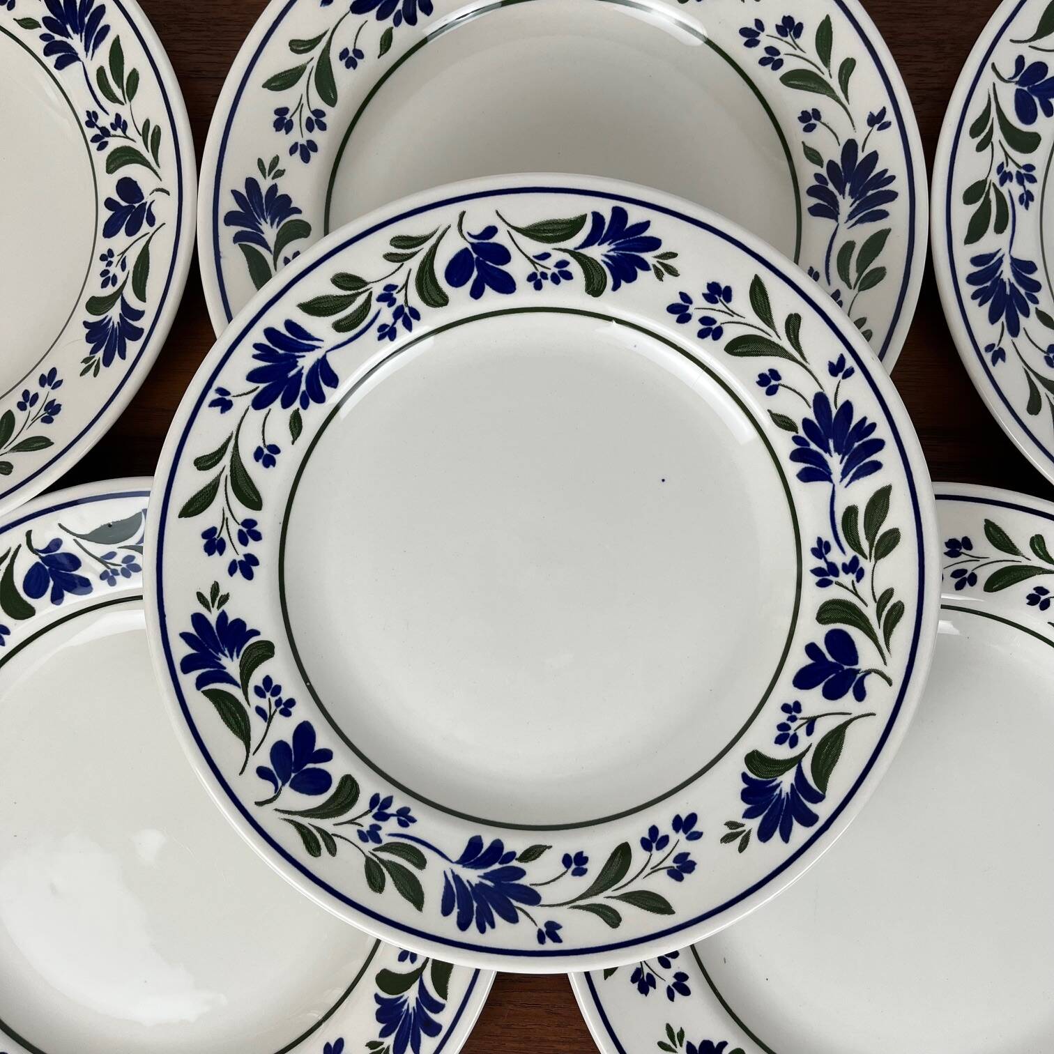 Set of 6 Churchill England dessert plates, flower pattern, 1970