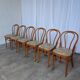 Ensemble de 6 chaises de salle à manger Thonet en bois courbé avec assise en tissu / Années 1970 Mid-Century Bistr