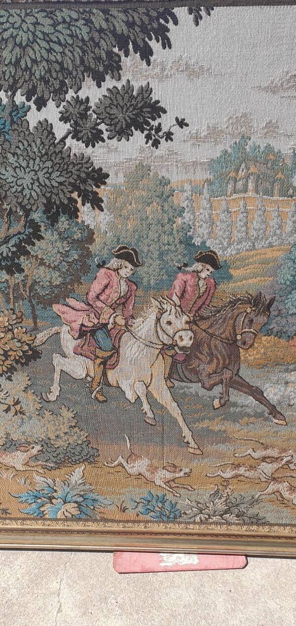 Tapisserie murale encadrée vintage 135 x 137 cm Chevaux des Gobelins