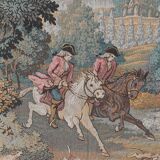 135x 137 cm Vintage framed wall tapestry gobelin horses