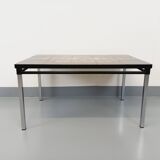 Vintage rectangular coffee table from the 60s 70s in ceramic, black metal and chrome metal