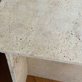 Minimalist travertine stone side table