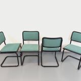 Set of 4 vintage Marcel Breuer Cesca B32 Bauhaus style chairs in black metal, black wood and v fabric