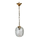 Suspension vintage en verre et métal doré