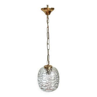 Suspension vintage en verre et métal doré