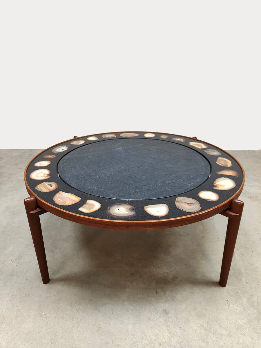 Vintage Heinz Lilienthal coffee table ‘E8’ agate & stone